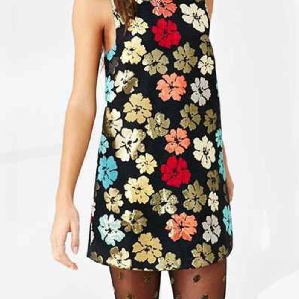 UO Cooperative Metallic Floral Dress XS